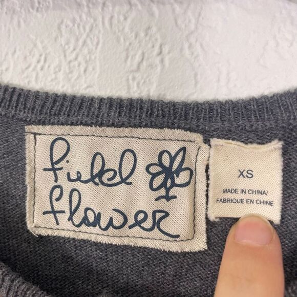 Field of Flower | Anthropologie Grey Jeweled & Pearl Beaded Cardigan Sweater - Picture 6 of 7